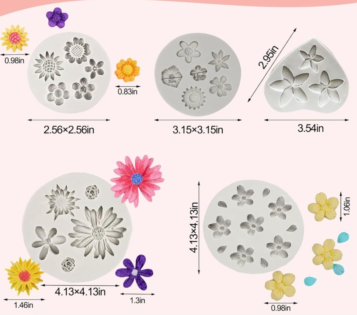 MOLDE SILICON FLORES VARIADAS